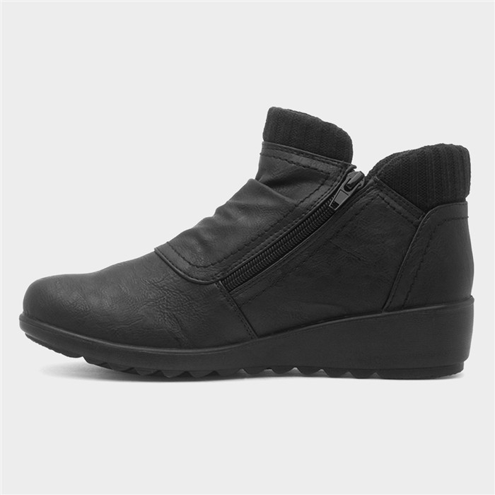 Virgo Womens Black Ruched Ankle Boot