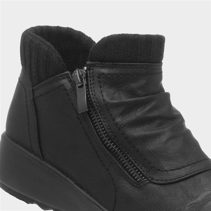 Virgo Womens Black Ruched Ankle Boot