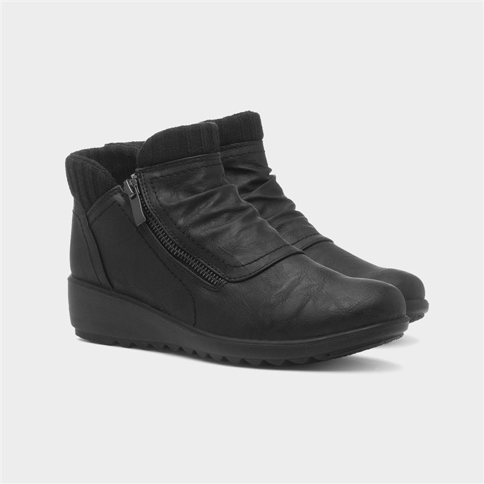 Virgo Womens Black Ruched Ankle Boot