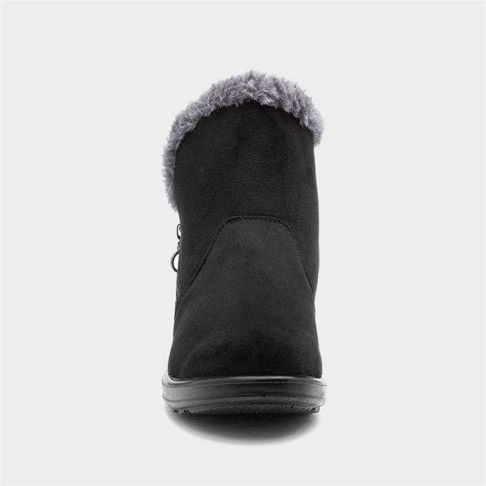 Olivia Womens Black Zip Faux Fur Boot