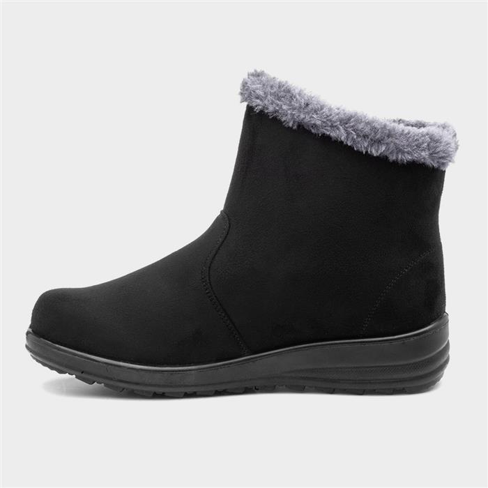 Olivia Womens Black Zip Faux Fur Boot