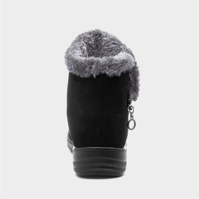 Olivia Womens Black Zip Faux Fur Boot