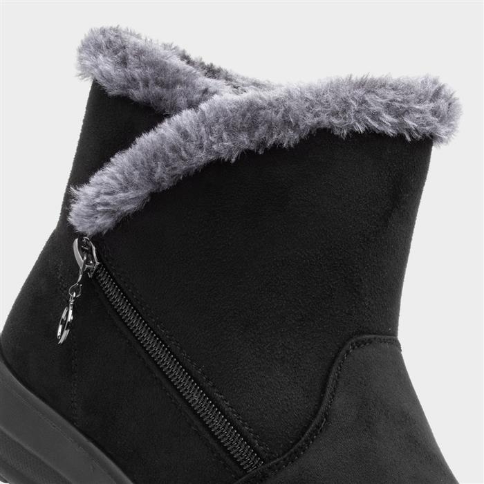 Olivia Womens Black Zip Faux Fur Boot