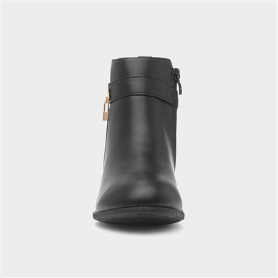 Flora Womens Black Ankle Boots