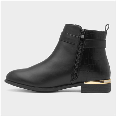Flora Womens Black Ankle Boots