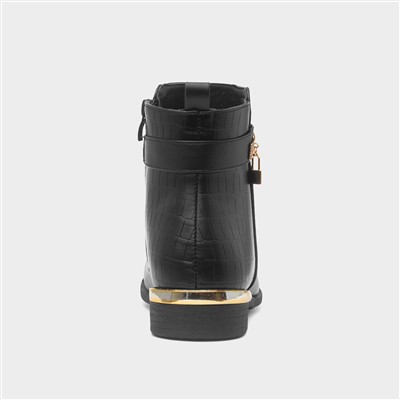 Flora Womens Black Ankle Boots