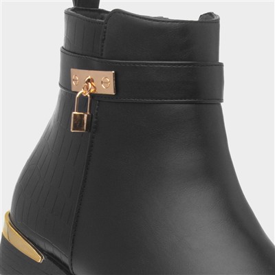 Flora Womens Black Ankle Boots