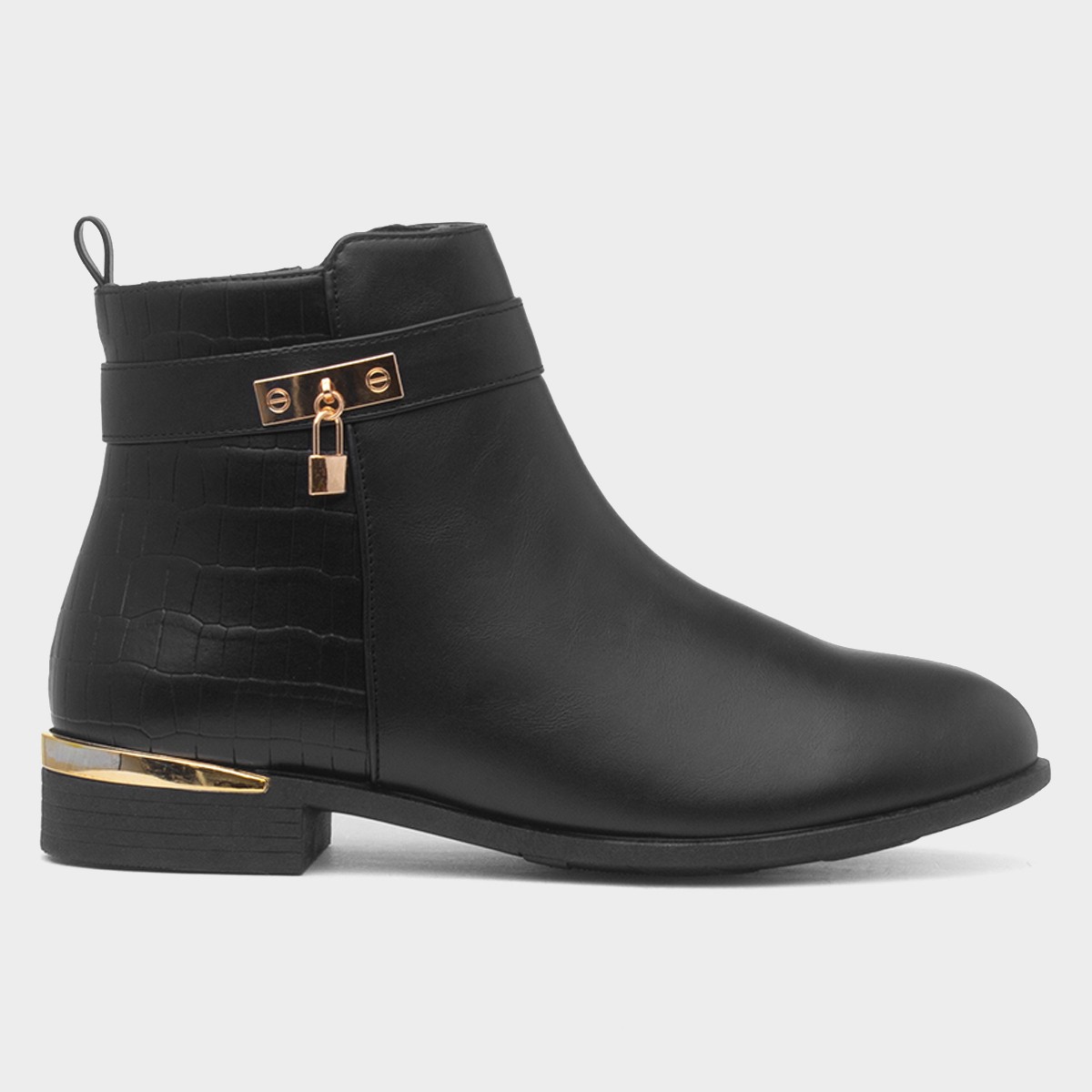 Flora Womens Black Ankle Boots