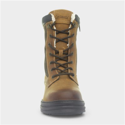 Lacock Womens Tan and Green Leather Boot