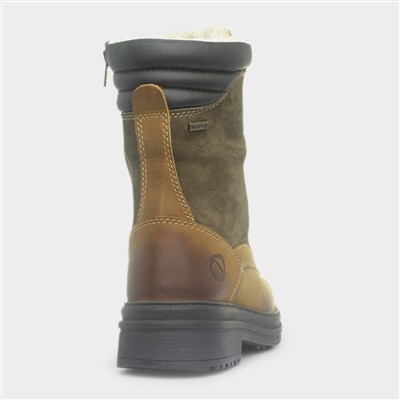 Lacock Womens Tan and Green Leather Boot