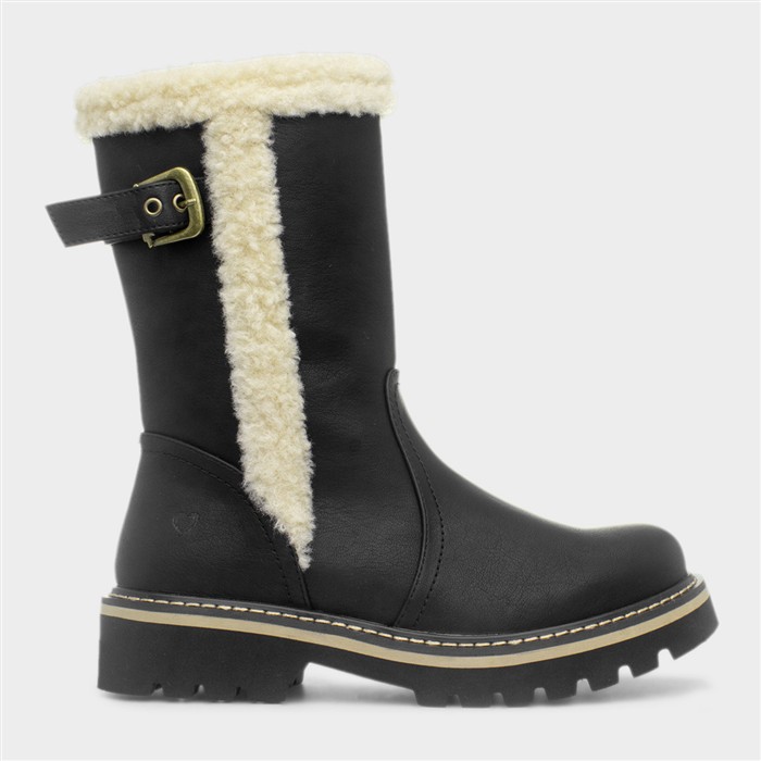 Yazmina Womens Black Buckle Boot