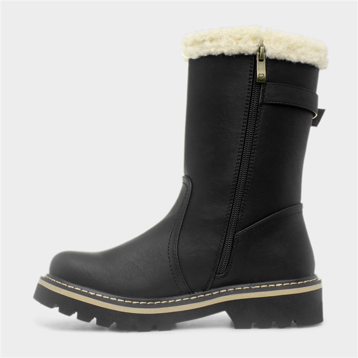 Yazmina Womens Black Buckle Boot