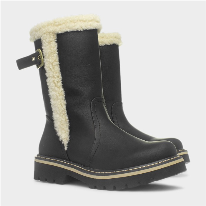 Yazmina Womens Black Buckle Boot