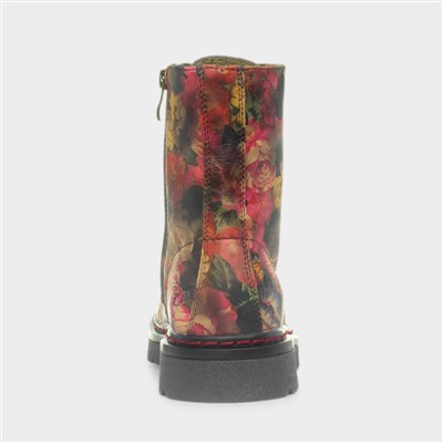 Justina2 Lace Up Floral Pink Boots