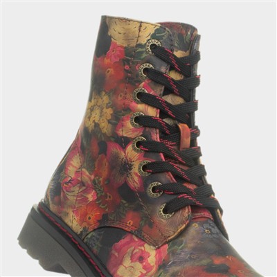 Justina2 Lace Up Floral Pink Boots