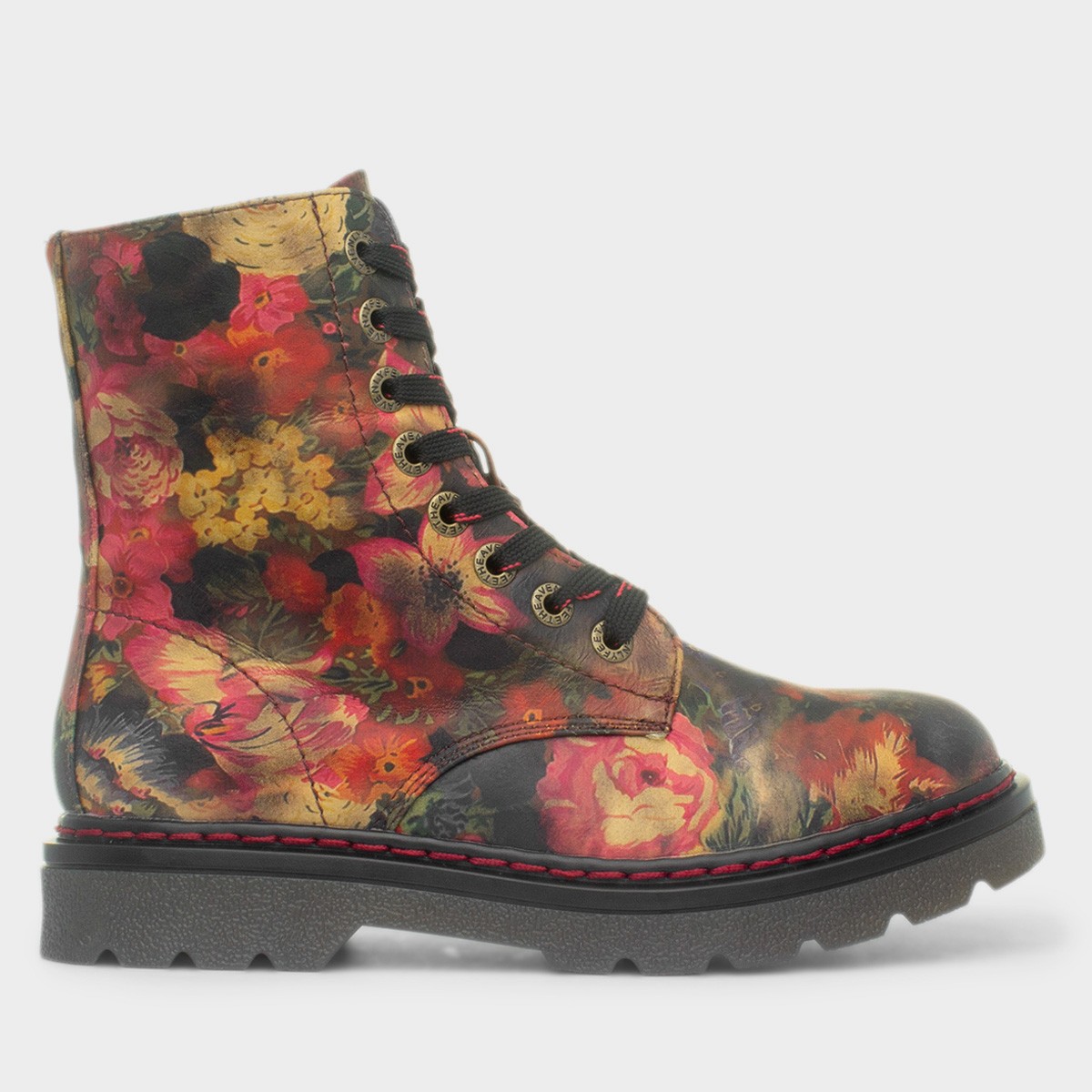 Justina2 Lace Up Floral Pink Boots