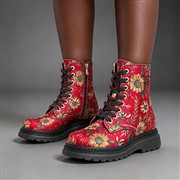 Heavenly Feet Lotte Womens Red Daisy Lace Up Boot (Click For Details)