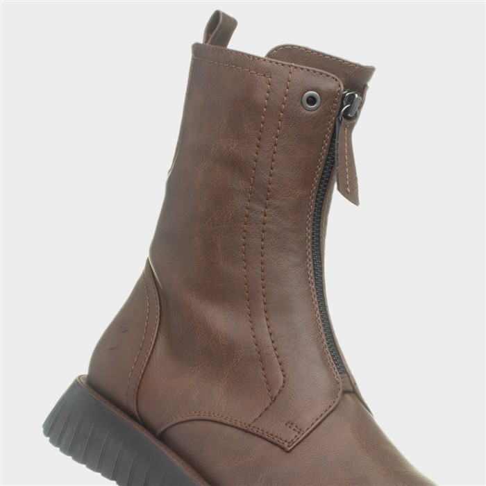 Medusa Womens Brown Zip Up Boot