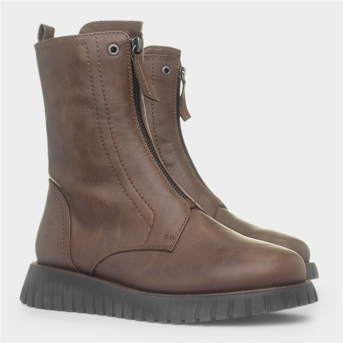 Medusa Womens Brown Zip Up Boot