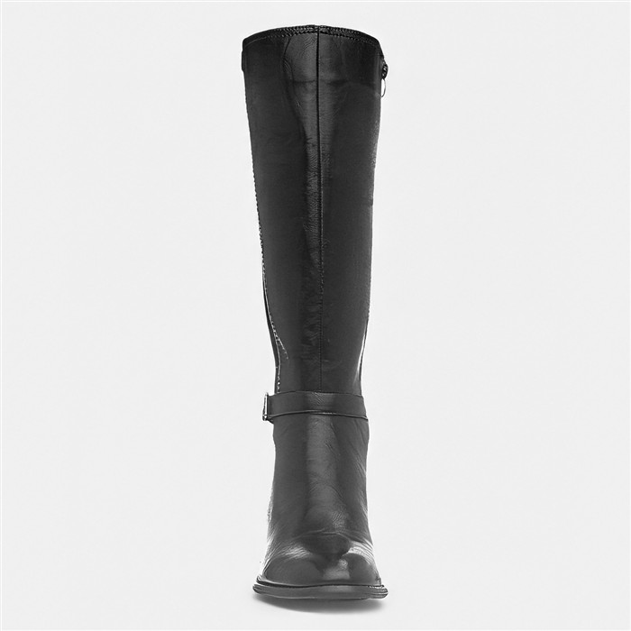 Sindy Womens Black Buckle Knee High Boot