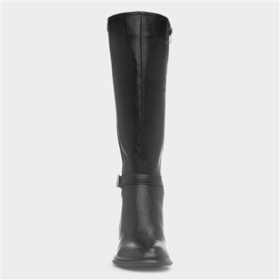 Sindy Womens Black Buckle Knee High Boot
