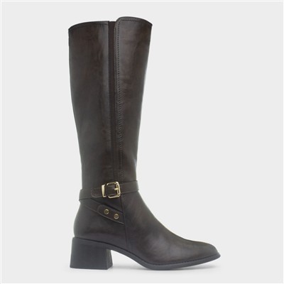 Sindy Womens Brown Buckle Knee High Boot