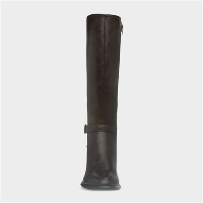 Sindy Womens Brown Buckle Knee High Boot