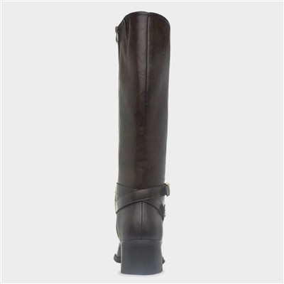 Sindy Womens Brown Buckle Knee High Boot