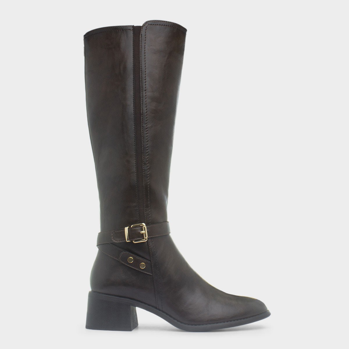 Sindy Womens Brown Buckle Knee High Boot