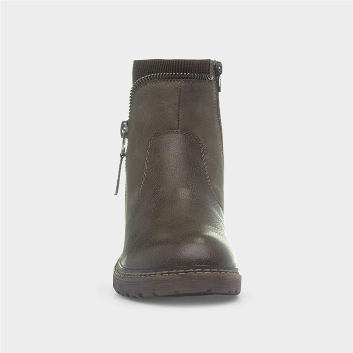 Kimmy Womens Brown Zip Ankle Boot