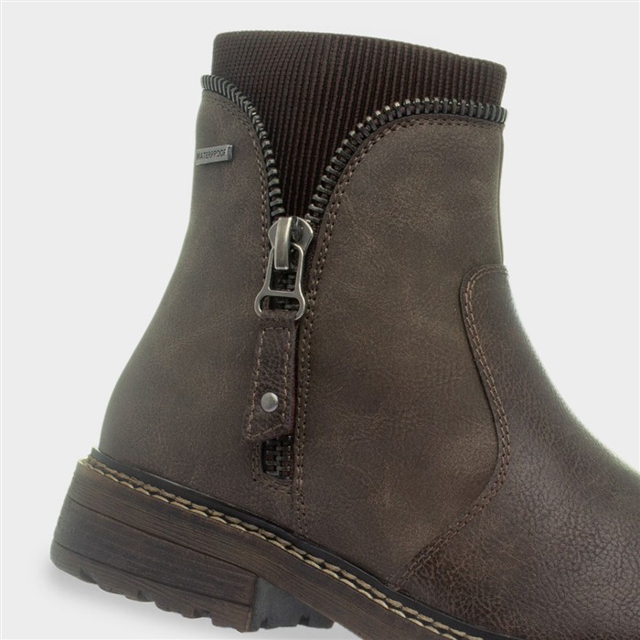 Kimmy Womens Brown Zip Ankle Boot