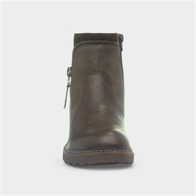 Kimmy Womens Brown Zip Ankle Boot