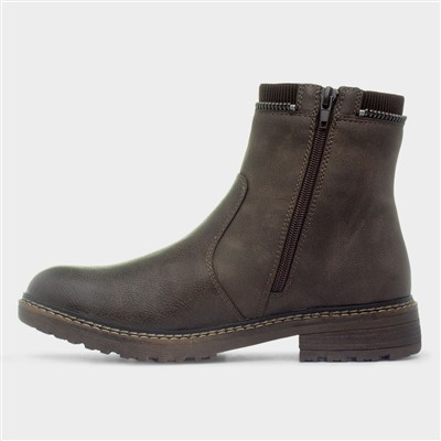 Kimmy Womens Brown Zip Ankle Boot