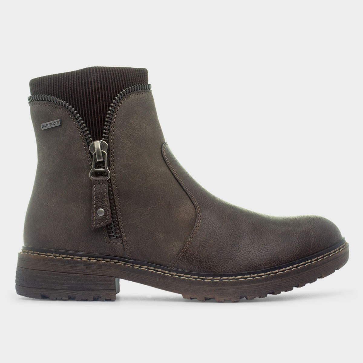Kimmy Womens Brown Zip Ankle Boot