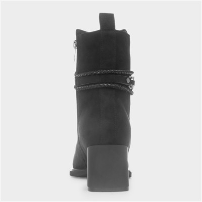 Zulu Womens Black Heeled Ankle Boot
