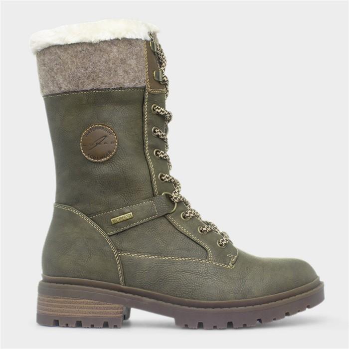 Cambridge Womens Olive Waterproof Boot