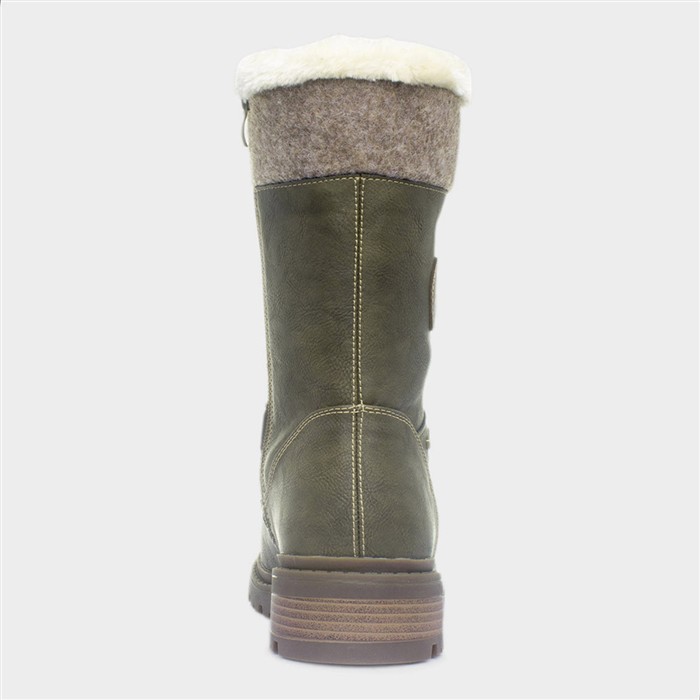 Cambridge Womens Olive Waterproof Calf Boot