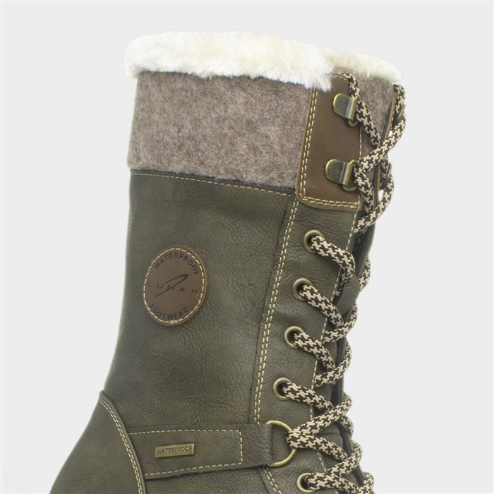 Cambridge Womens Olive Waterproof Calf Boot