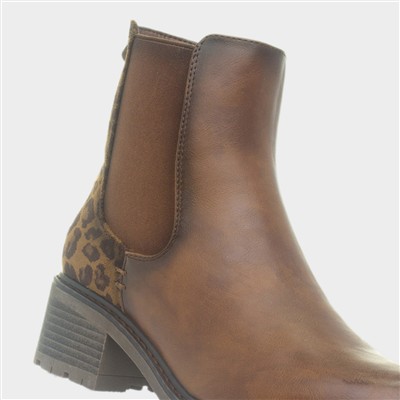 Simone Womens Brown Leopard Ankle Boot