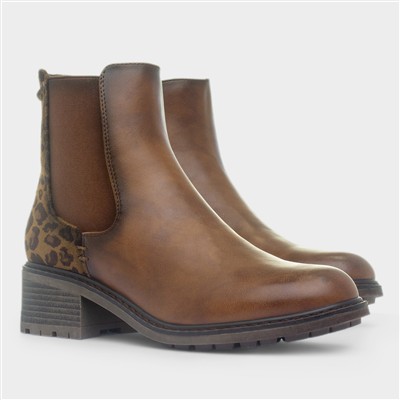 Simone Womens Brown Leopard Ankle Boot