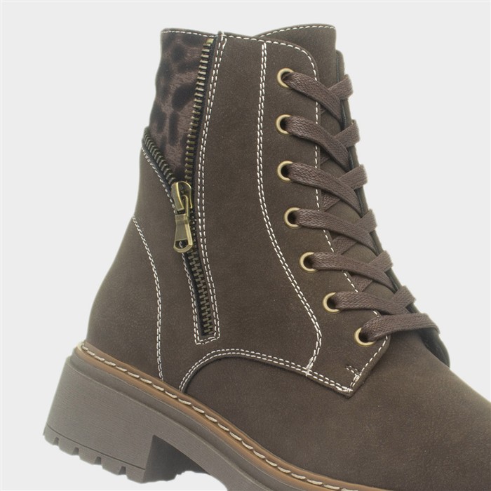 Georgina Womens Brown Lace Up Ankle Boot