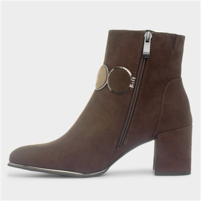 Womens Chocolate Brown Heeled Boots
