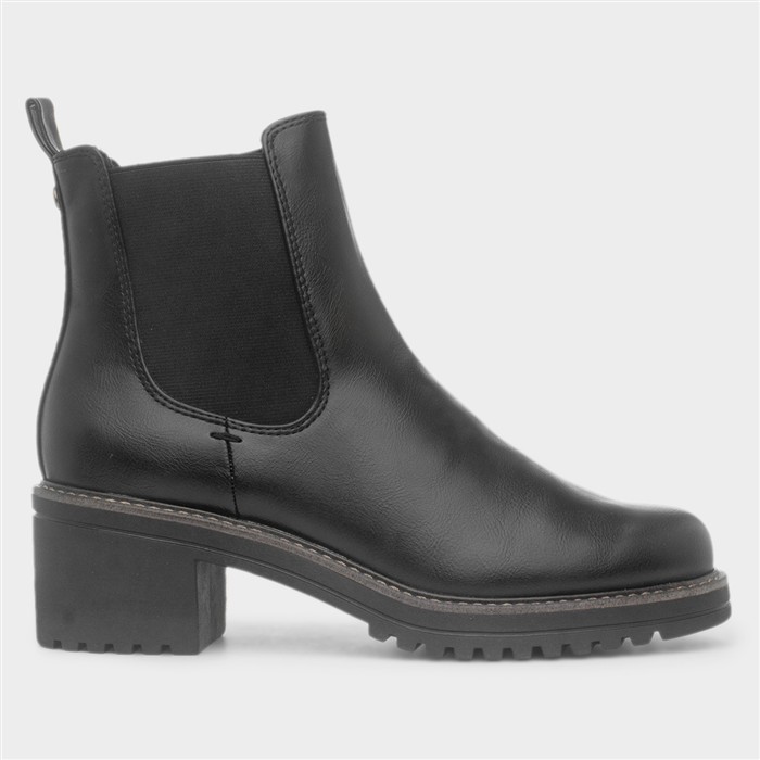 Womens Black Vegan Heeled Chelsea Boot