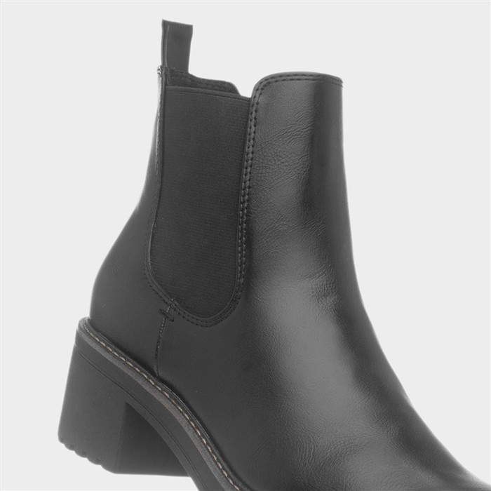 Womens Black Vegan Heeled Chelsea Boot