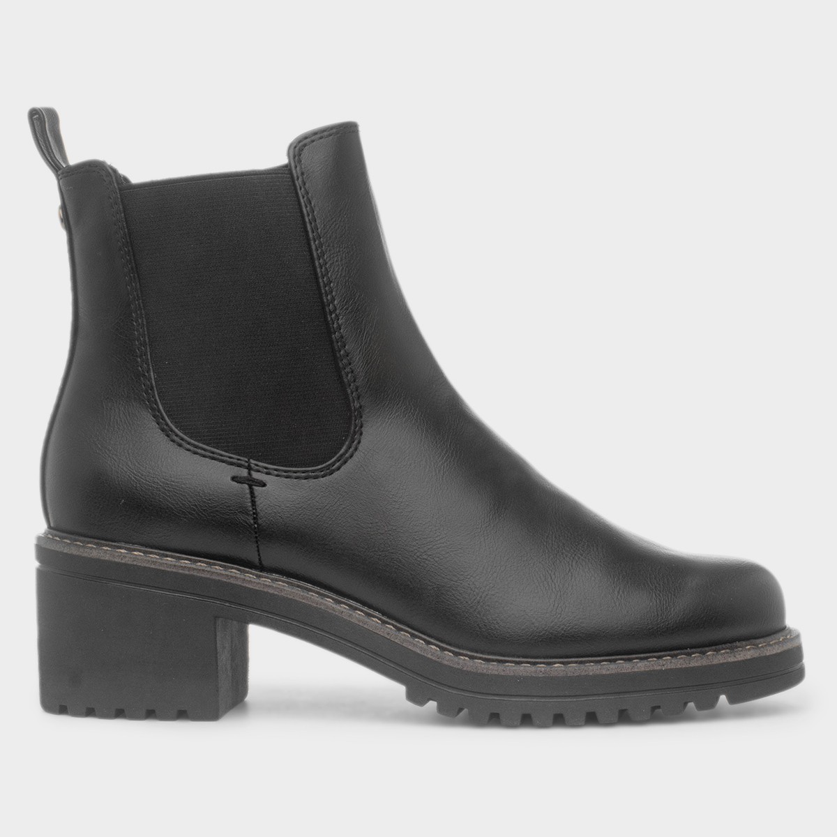 Womens Black Vegan Heeled Chelsea Boot