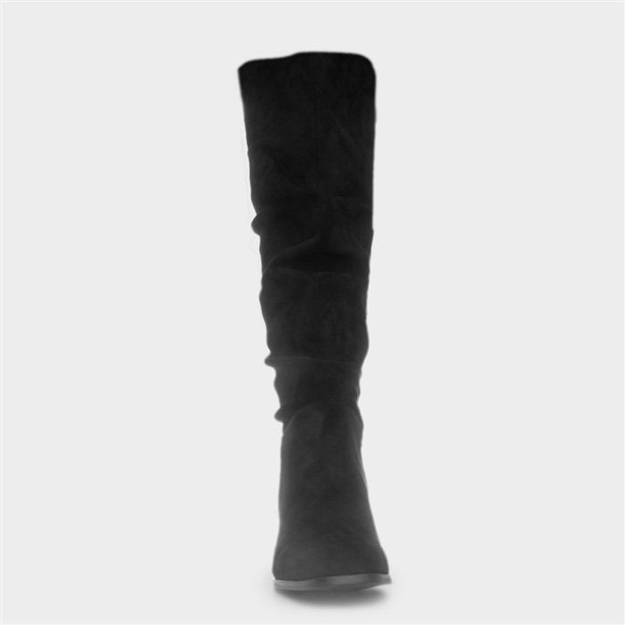 Carmen Womens Black Ruched Knee High Boot