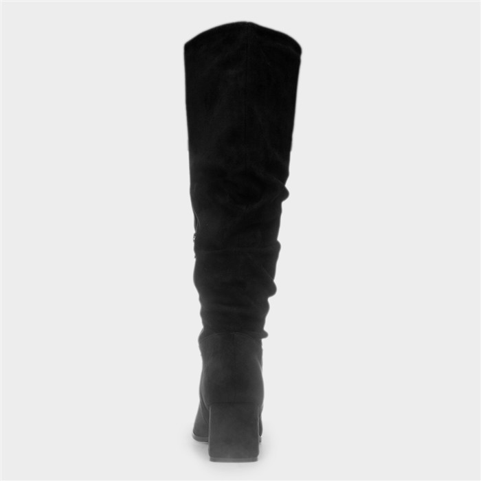 Carmen Womens Black Ruched Knee High Boot