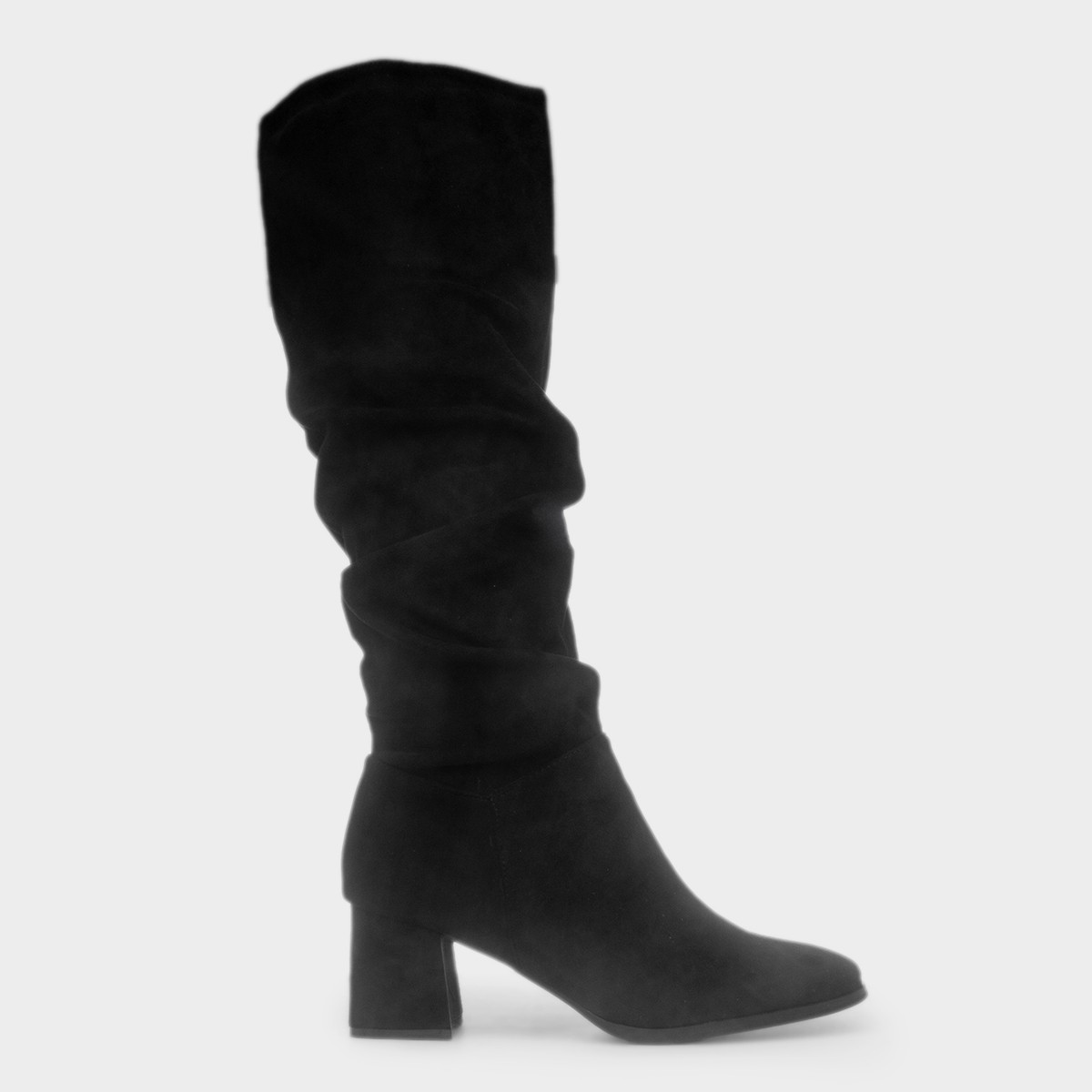 Carmen Womens Black Ruched Knee High Boot