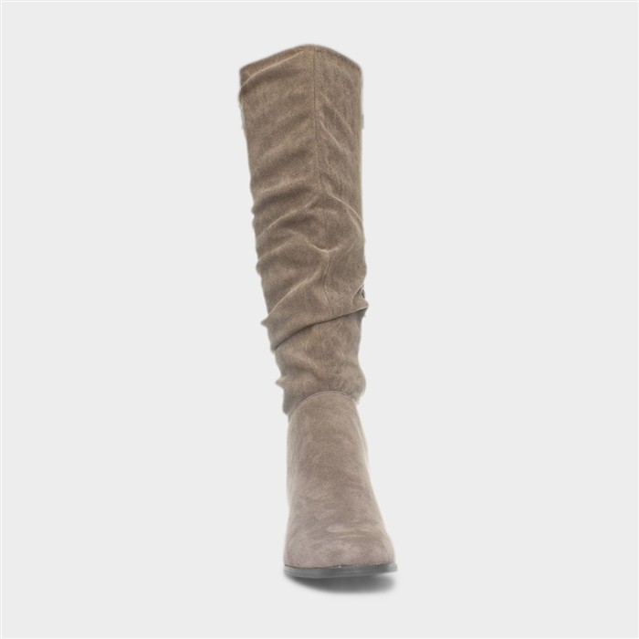 Carmen Womens Mocha Ruched Knee High Boot