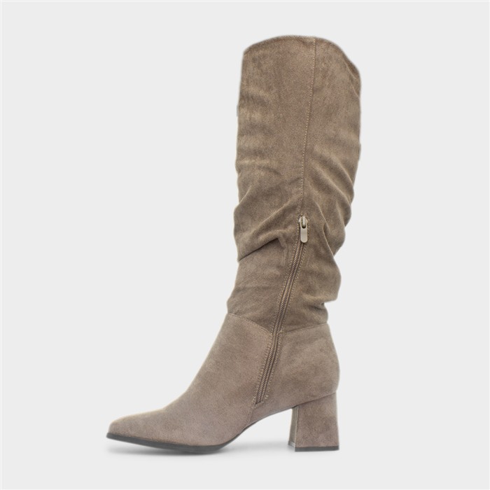 Carmen Womens Mocha Ruched Knee High Boot
